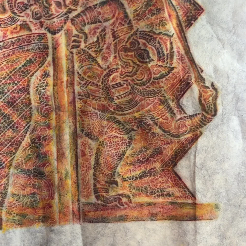 Thai Temple Rubbing Handmade Paper Classical Dancer Guardian Wall Art